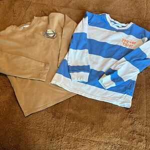 H&M Kids Long Sleeve Bundle Blue and White Striped  Tan Long Sleeve